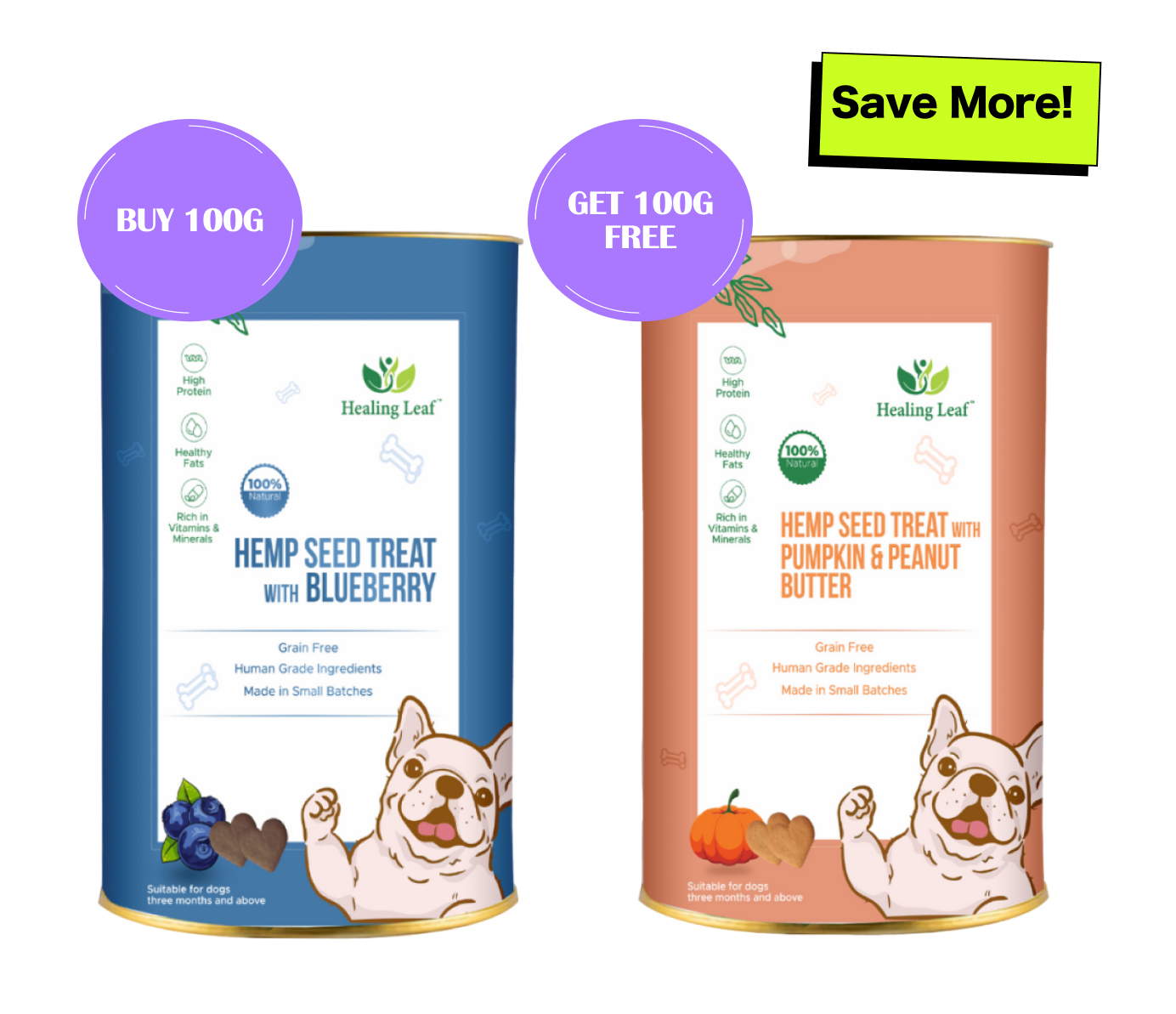 Healing Leaf Hemp Pumpkin and Blueberry Dog Treats (Buy 1 Get 1)