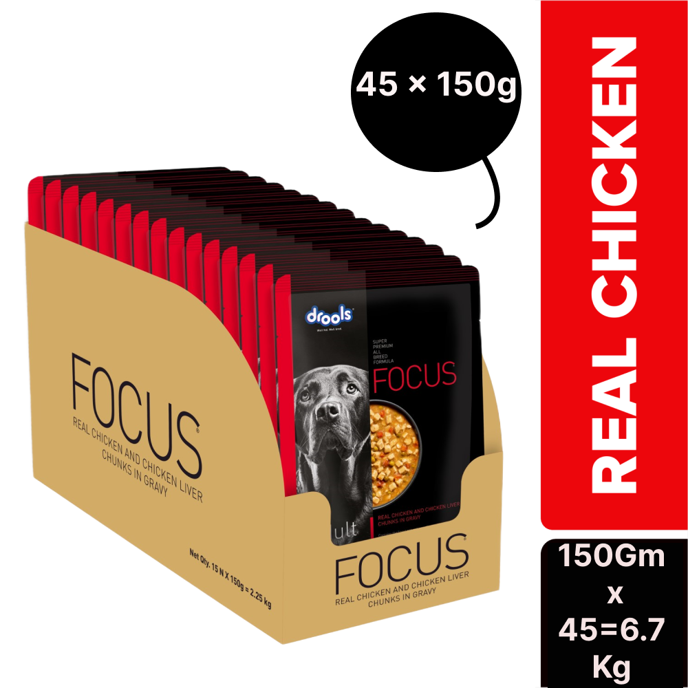 Drools Focus Real Chicken & Chicken Liver Chunks in Gravy Adult Dog Wet Food