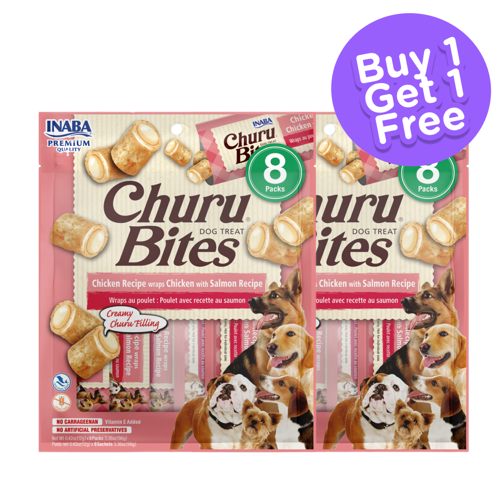 INABA Churu Bites Chicken Recipe Wraps Chicken with Salmon Flavour Dog Treats (Limited Shelf Life) (Buy 1 Get 1)