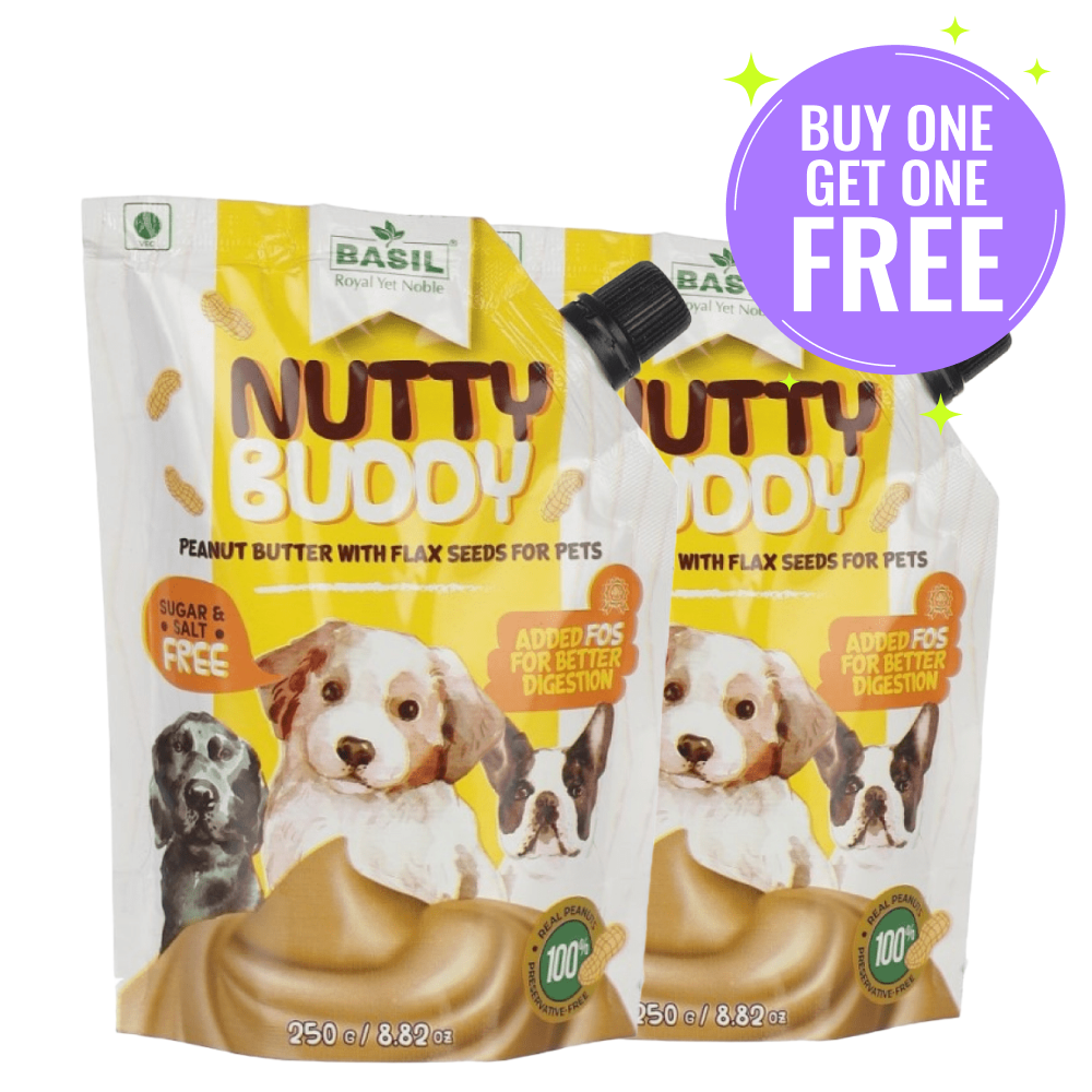 Basil Nutty Buddy Peanut Butter with Flax Seeds For Dogs (Limited Shelf Life) (Buy 1 Get 1)