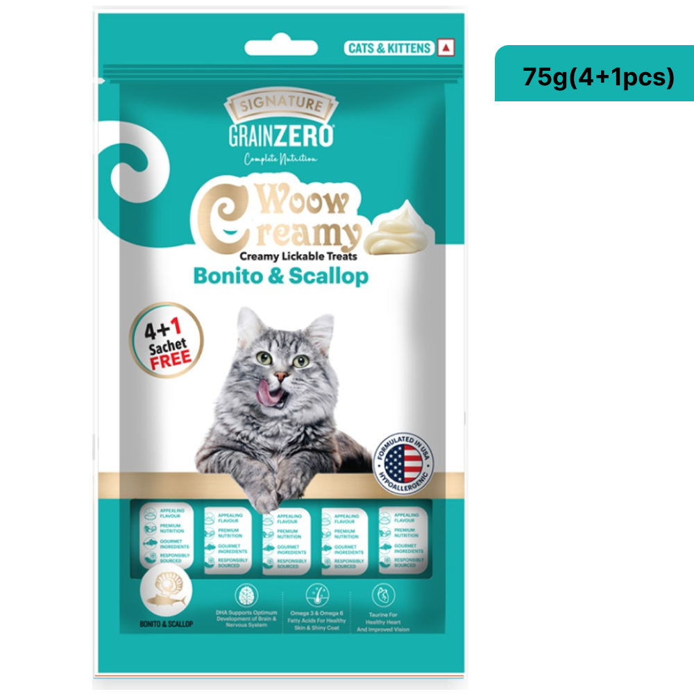 Signature Grain Zero Bonito and Scallop Lickable Creamy Treats for Cats (Limited Shelf Life)