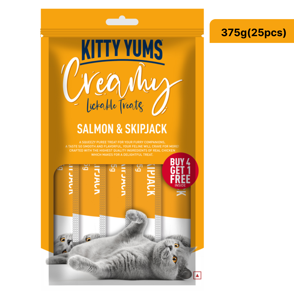 Kitty Yums Salmon & Skipjack Creamy Cat Treats (375g)