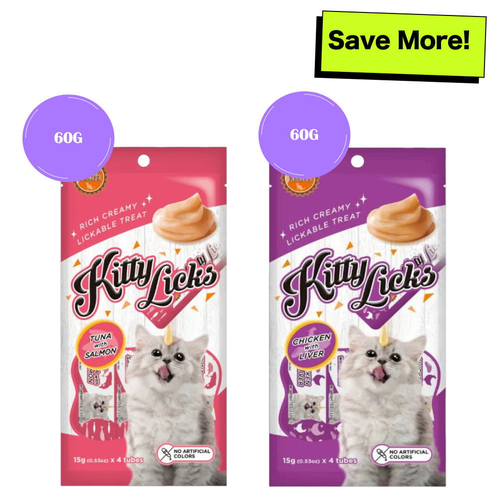 Kitty Licks Tuna Salmon and Chicken Liver Cat Treats Combo