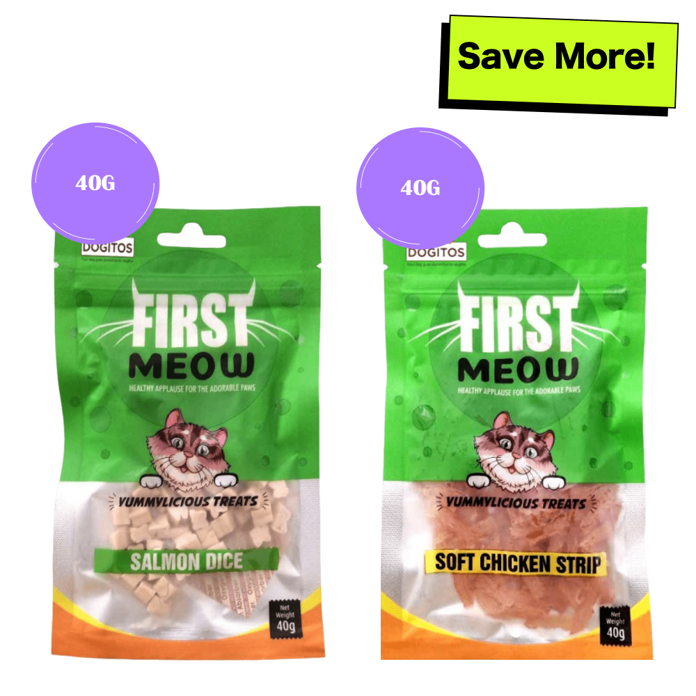 First Meow Soft Chicken Strip and Salmon Dice Cat Treat Combo