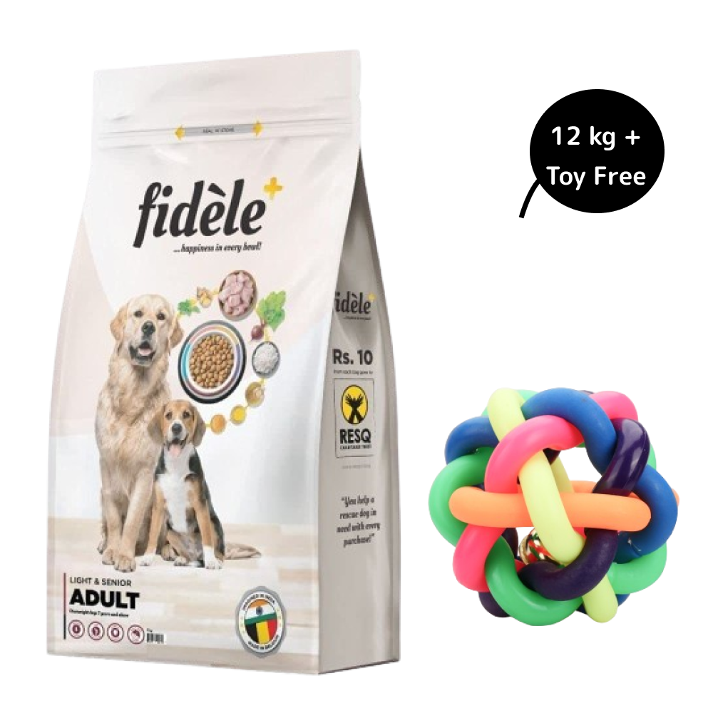 Fidele Plus Adult Light & Senior Dog Dry Food (Get Free Skatrs Toy)