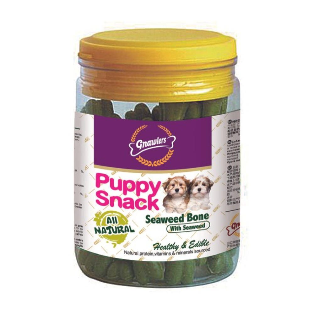 Gnawlers Puppy Snack Seaweed Bone Dog Treats (Jar)