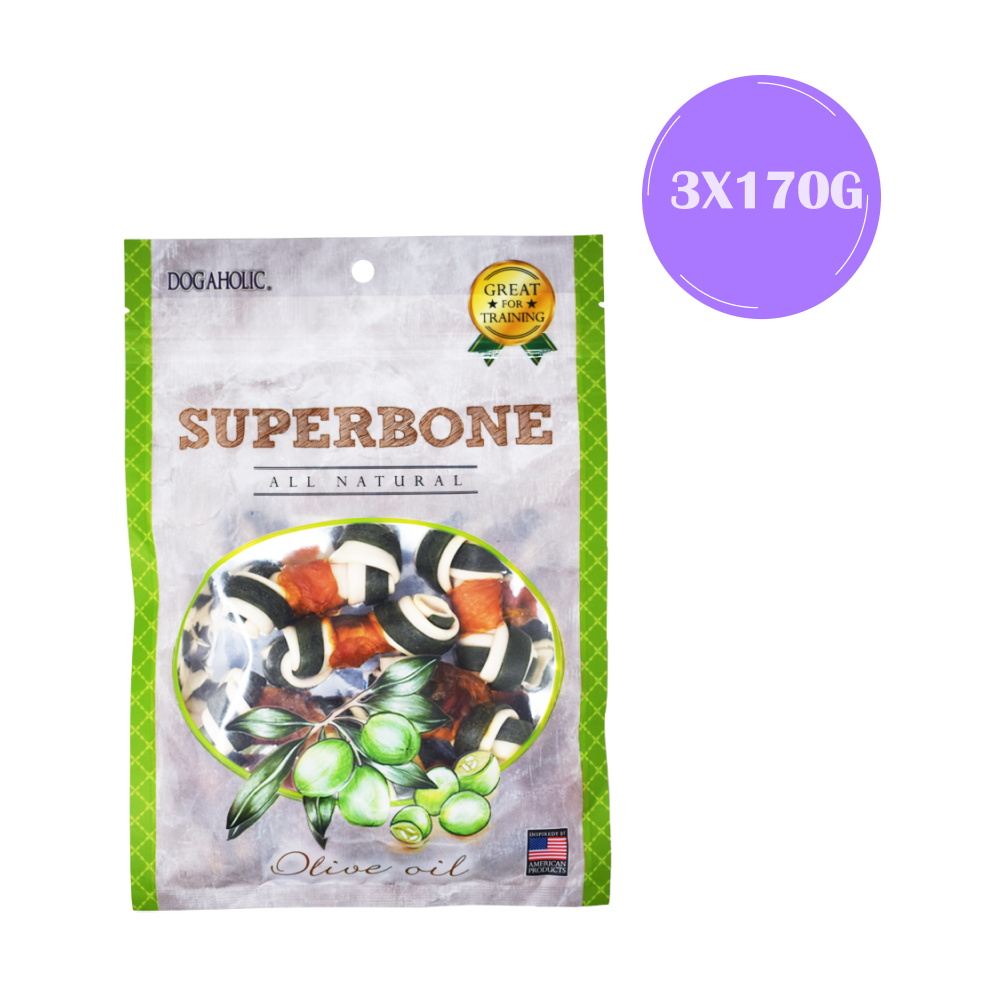 Dogaholic Superbone Knotted Dog Treats (Olive Oil)