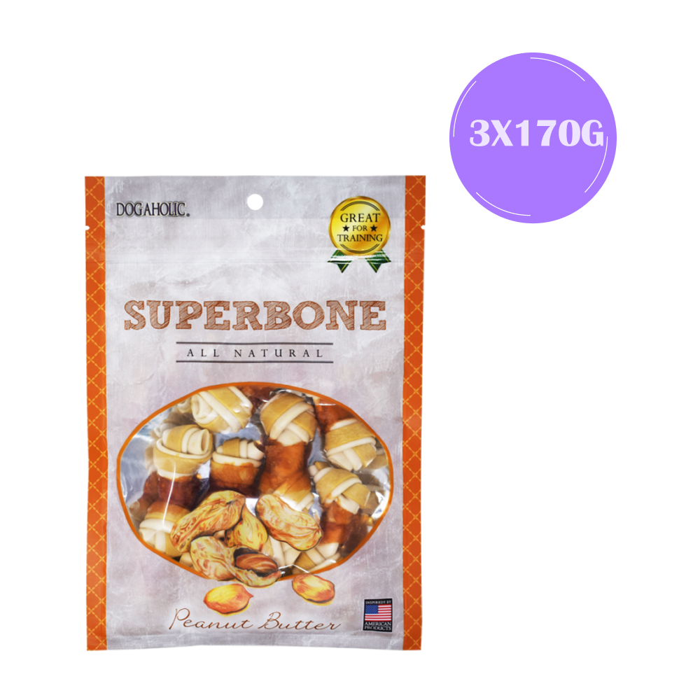 Dogaholic Superbone Peanut Butter Knotted Dog Treats
