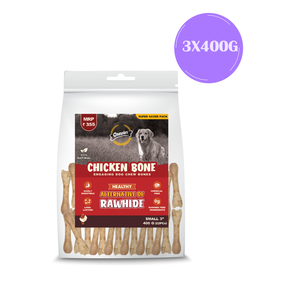 Gnawlers Chicken Bone Dog Treats (3 inch)