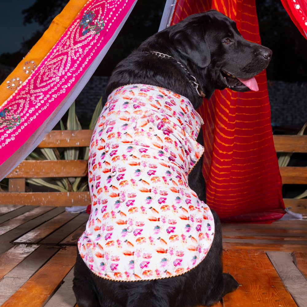 Vastramay Abstract Printed Cotton Blend Ethnic Jacket for Dogs