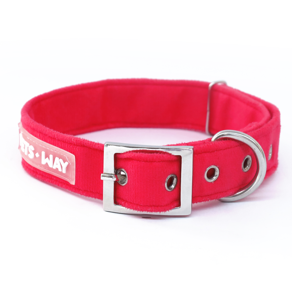 Pets Way Premium Luxurious Velvet Collar for Dogs (Free Bowtie) (Fuschia)