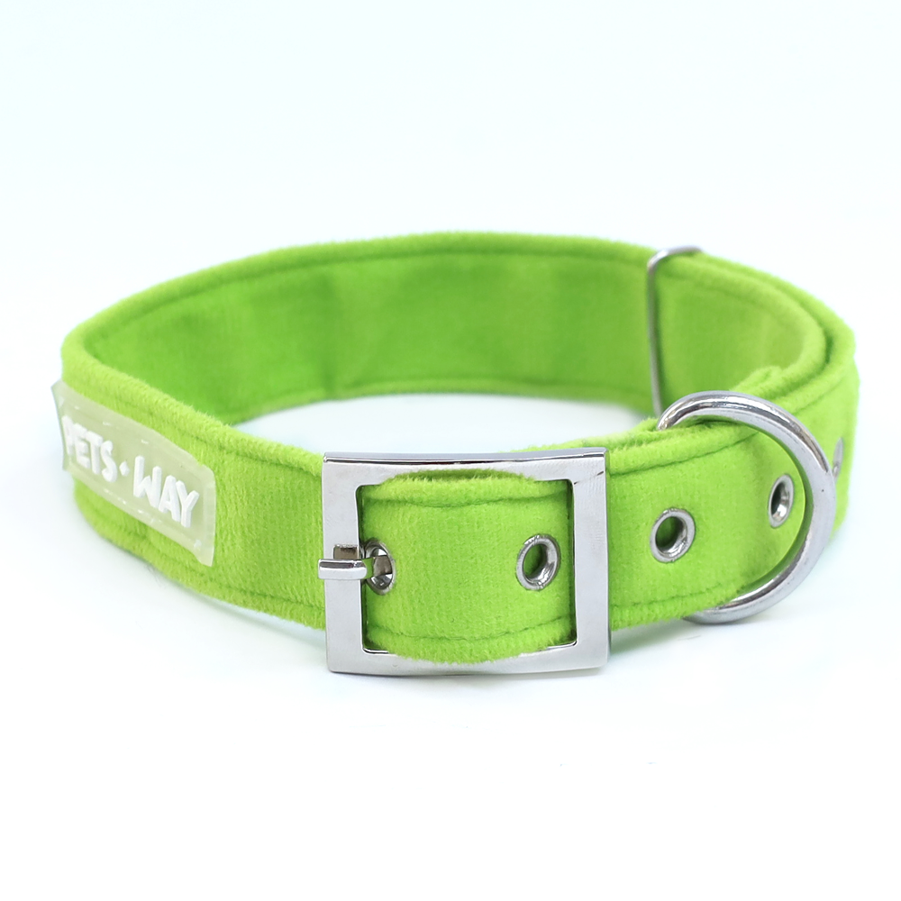 Pets Way Premium Luxurious Velvet Collar for Dogs (Free Bowtie) (Neon)