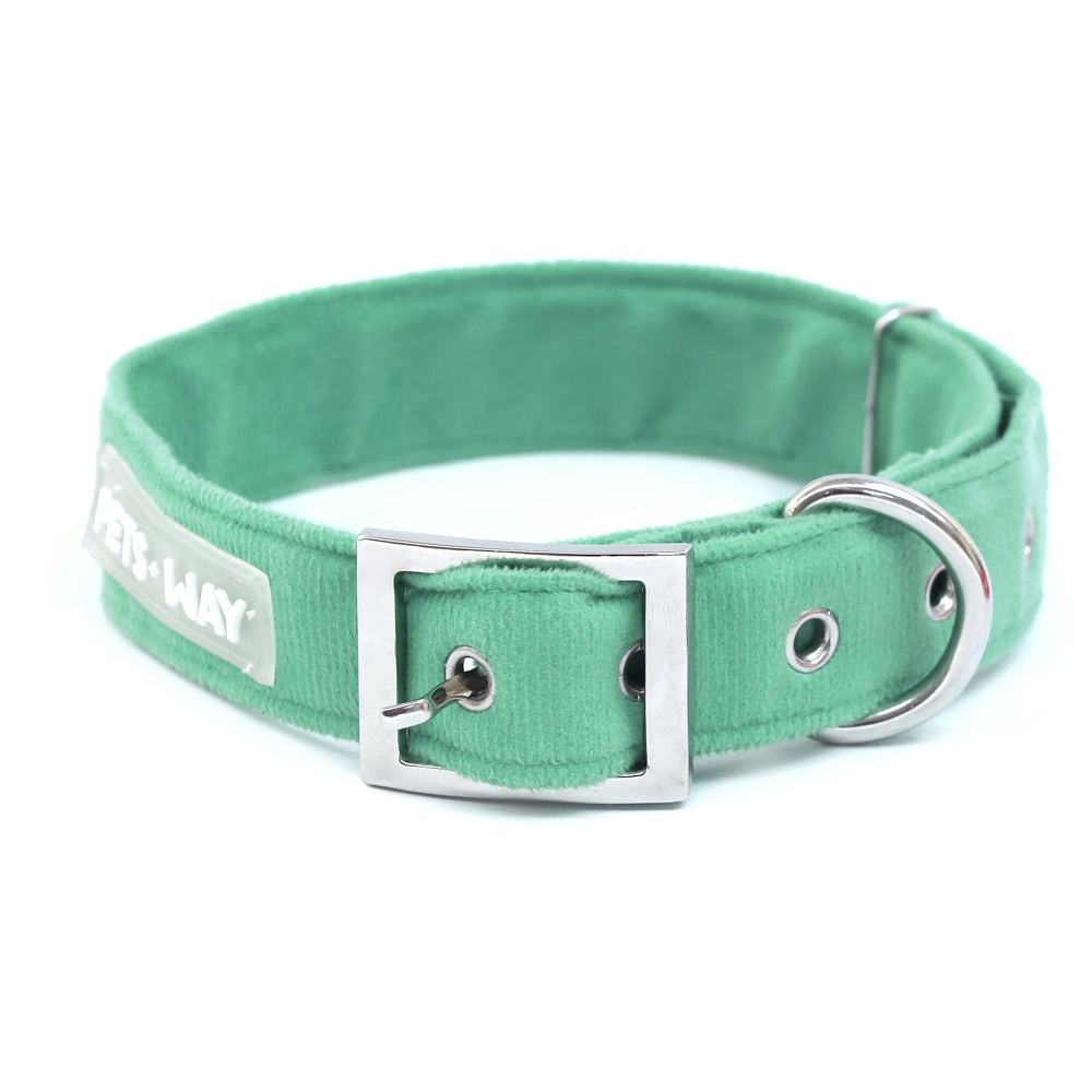 Pets Way Premium Luxurious Velvet Collar for Dogs (Free Bowtie) (Teal)
