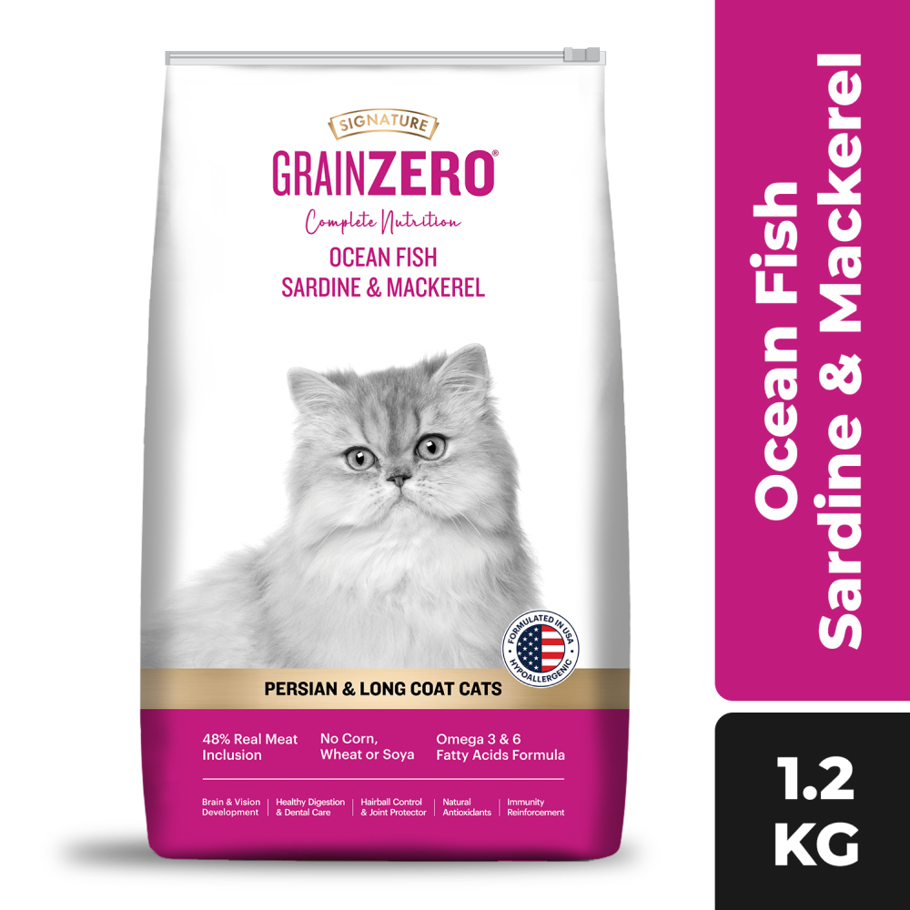 Signature Grain Zero Ocean Fish, Sardine and Mackerel Long Coat & Persian Cat Dry Food