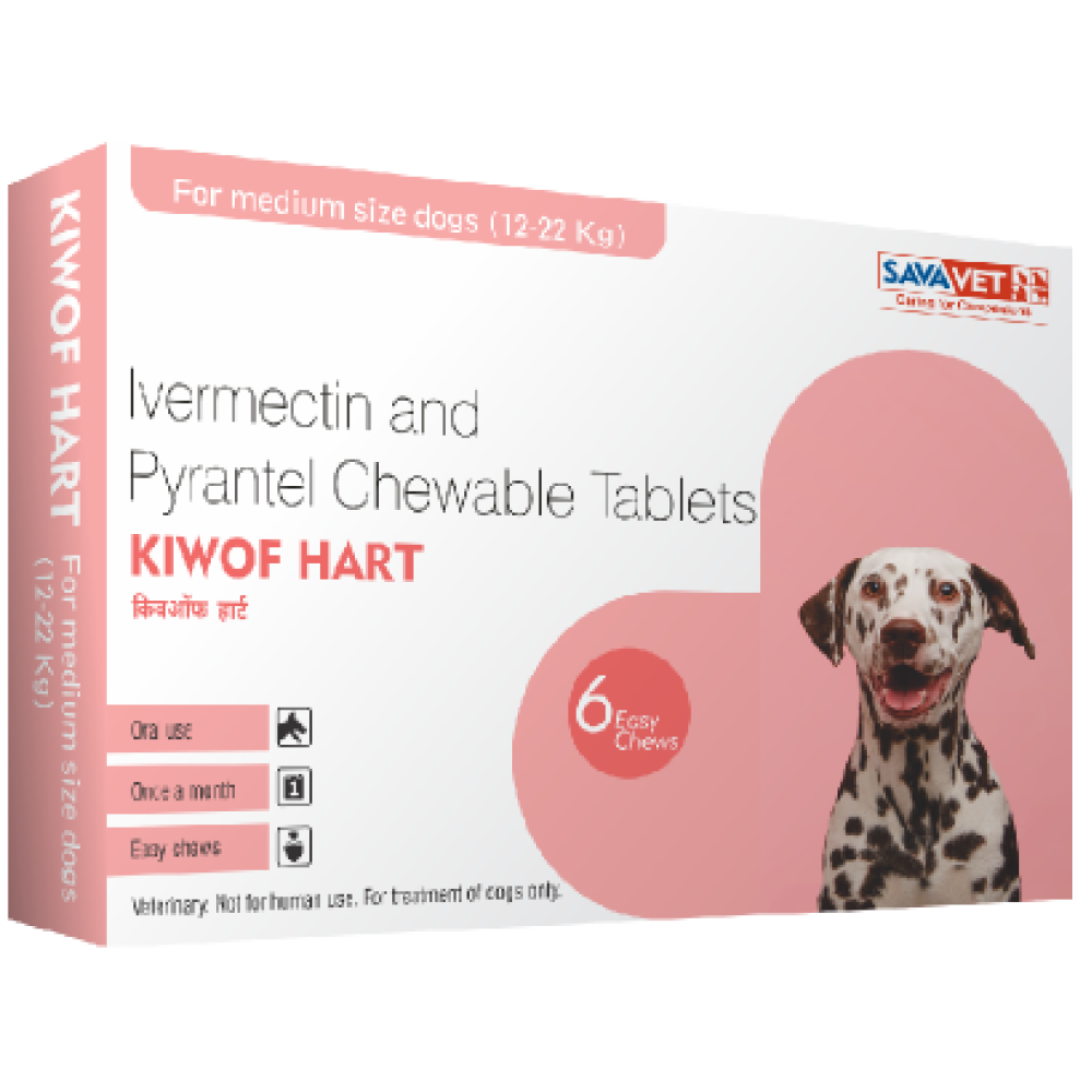 Savavet Kiwof Hart Deworming Tablet for Dogs (pack of 6 tablets)