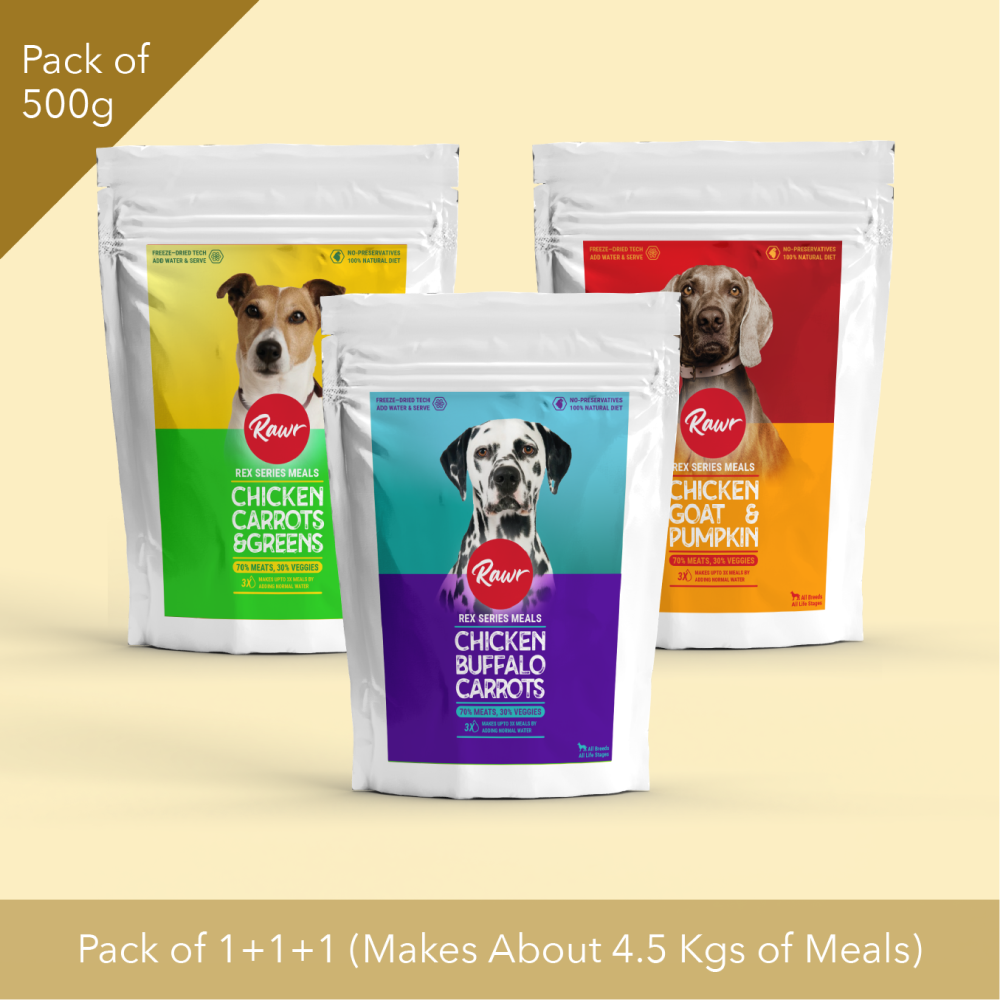 Rawr4dogs Rex Series 3 Recipe Combo Pack Freeze Meals Dog Dry Food