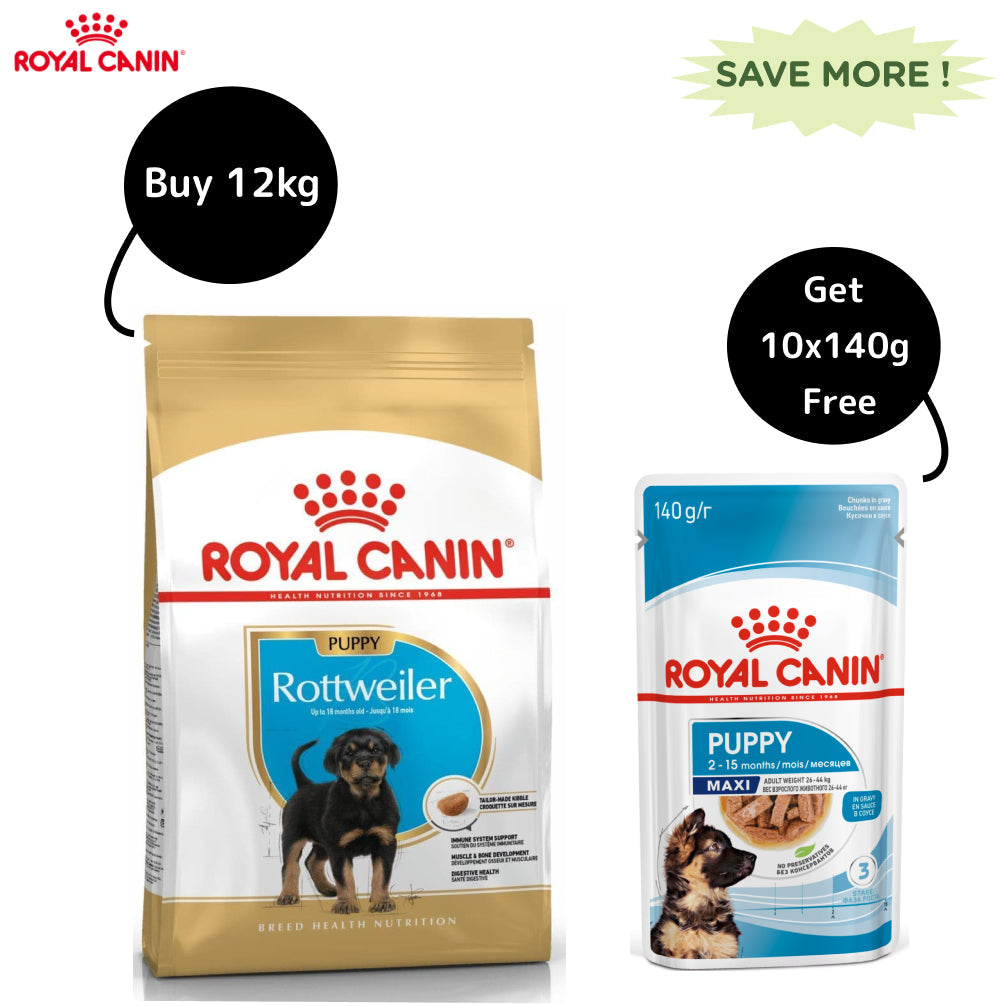 Royal Canin Rottweiler Puppy Dog Dry Food (Get Maxi Puppy Wet Food Free)
