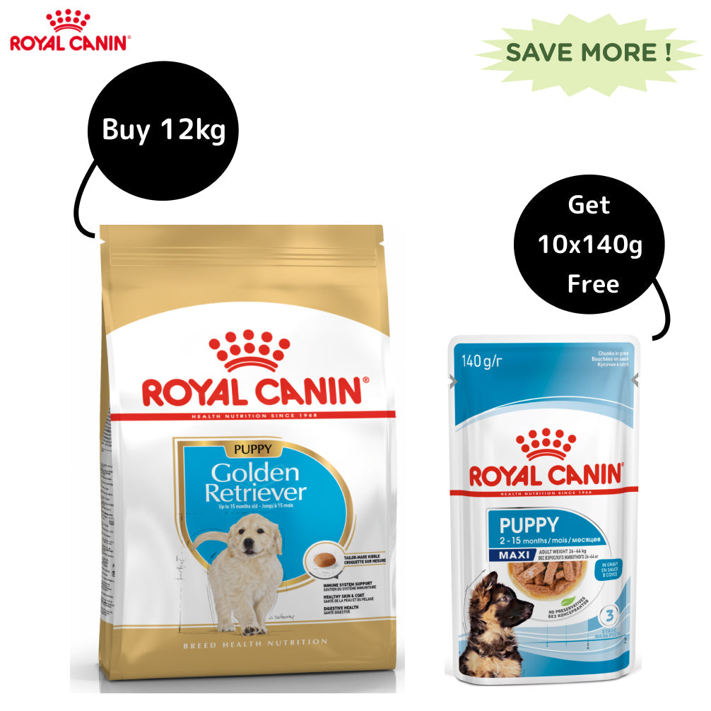 Royal Canin Golden Retriever Puppy Dog Dry Food (Get Maxi Puppy Wet Food Free)