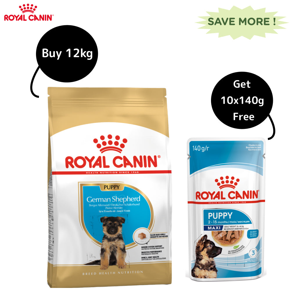 Royal Canin German Shepherd Puppy Dog Dry Food (Get Maxi Puppy Wet Food Free)
