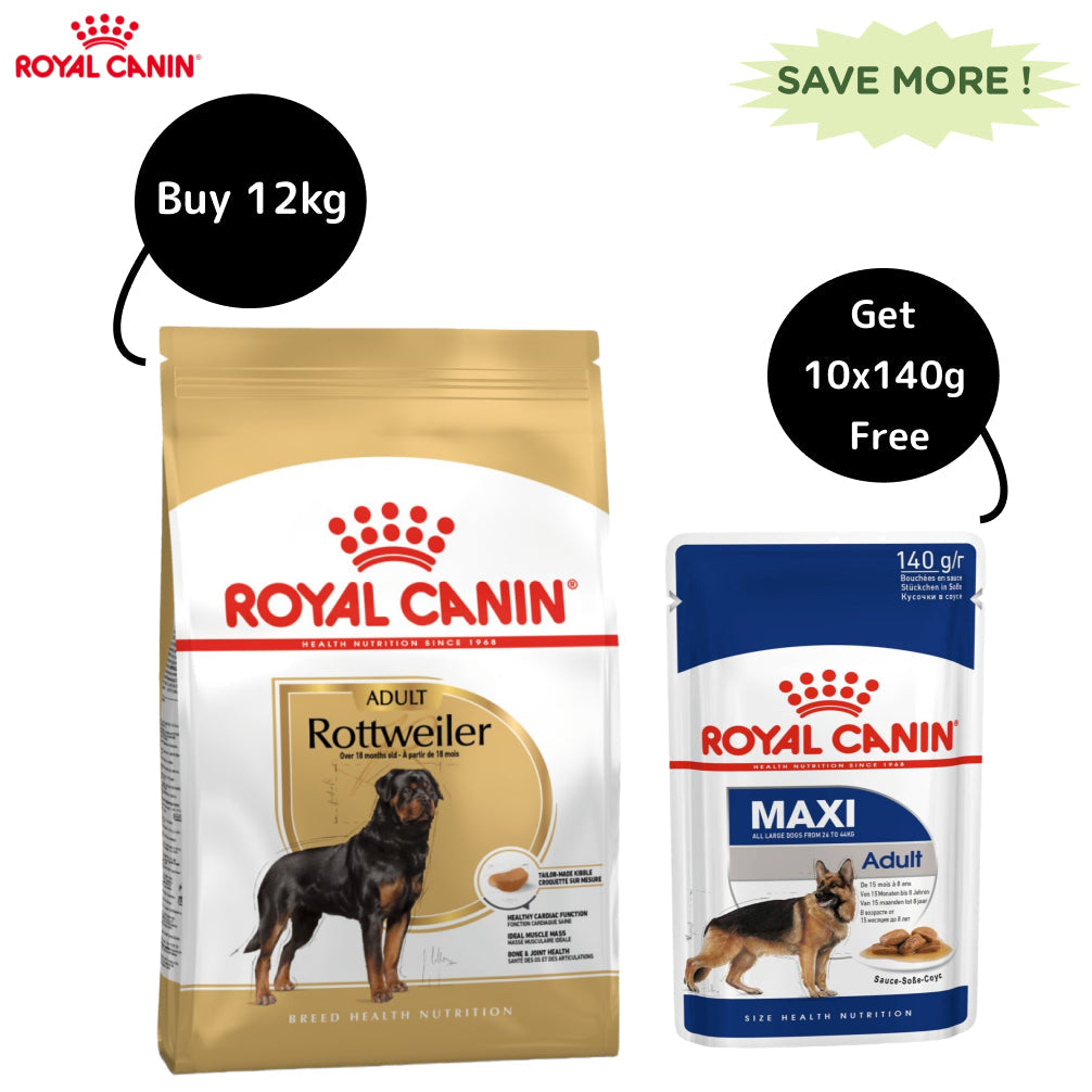 Royal Canin Rottweiler Adult Dog Dry Food (Get Maxi Adult Wet Food Free)