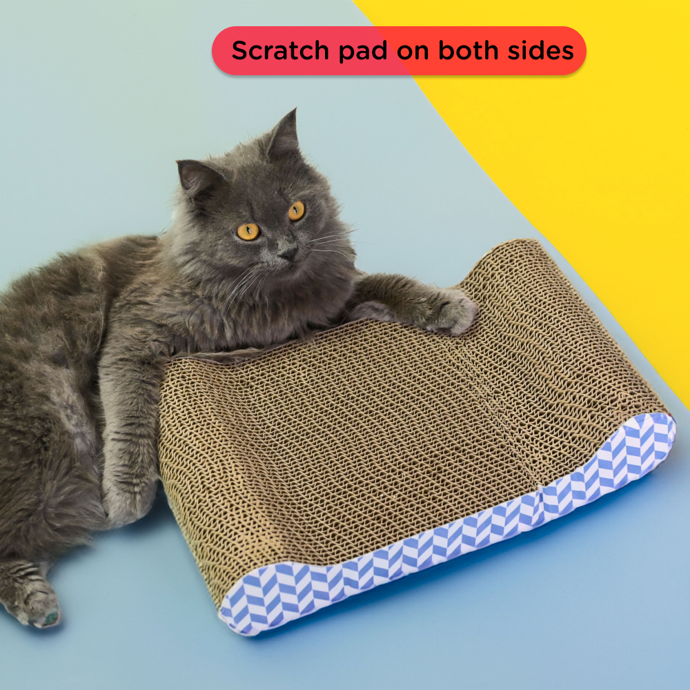 Skatrs Paw Lounge Corrugated Cardboard Cat Scratcher with 2g Premium Catnip Free (Pack of 2)