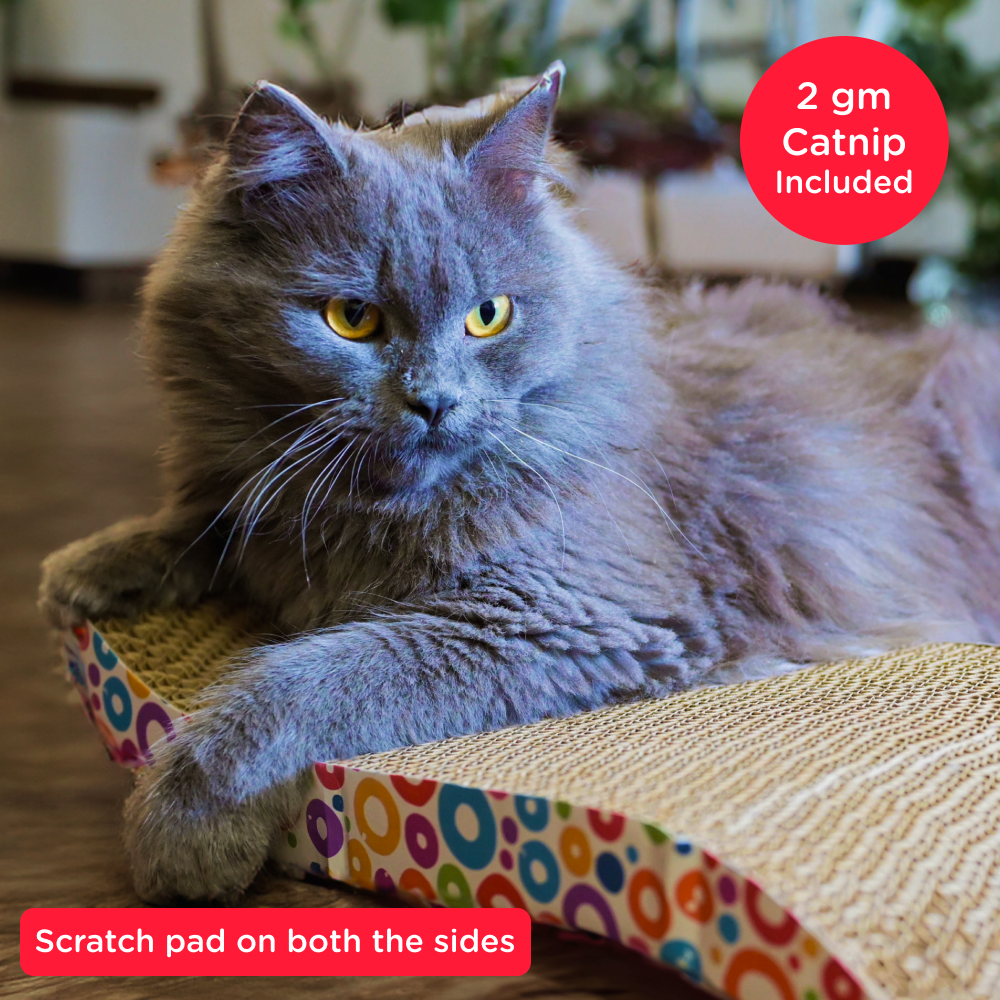 Skatrs The Satisfying Wave Corrugated Cardboad Cat Scratcher with 2g Premium Catnip Free (15x7.5x2.8 in)