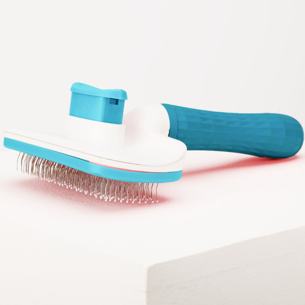 Skatrs Self Clean Slicker Brush with Metal Bristles for Dogs and Cats (Blue)