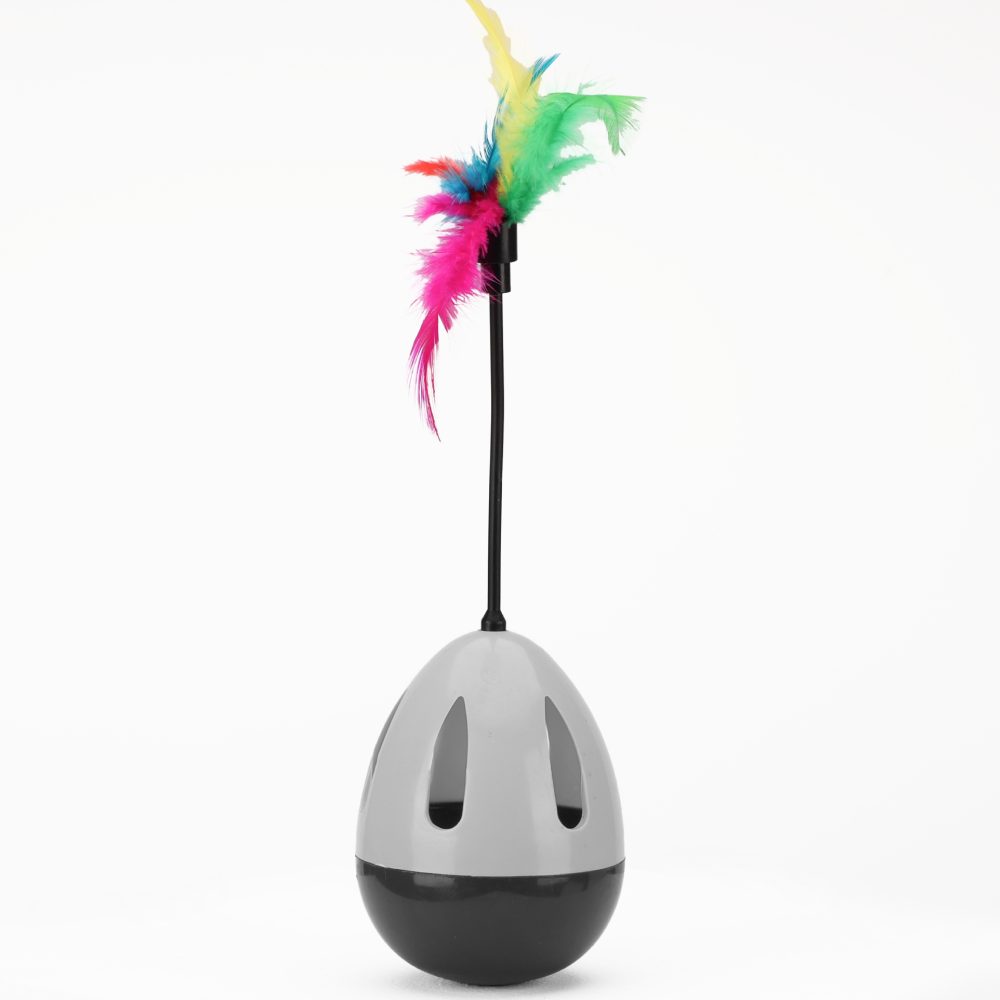 Feather Interactive Tumbler Toy for Cats (Grey)(19cm)