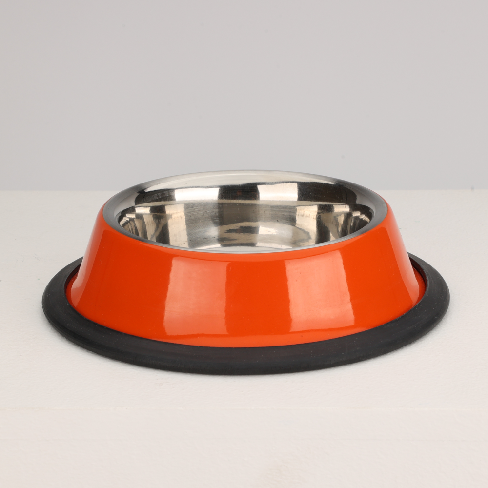 Anti Skid Glossy Bowl for Dogs and Cats (Orange)(S:225mL)