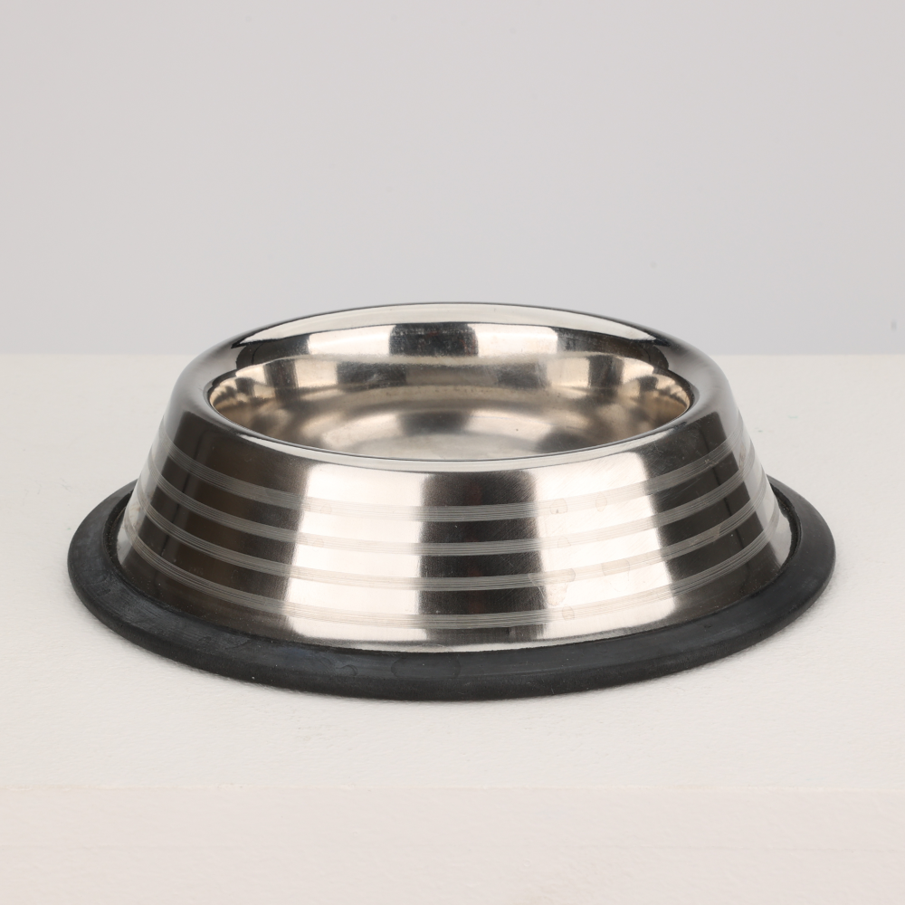 Anti Skid Stainless Steel Striped Bowl for Dogs and Cats(XL:1400mL)