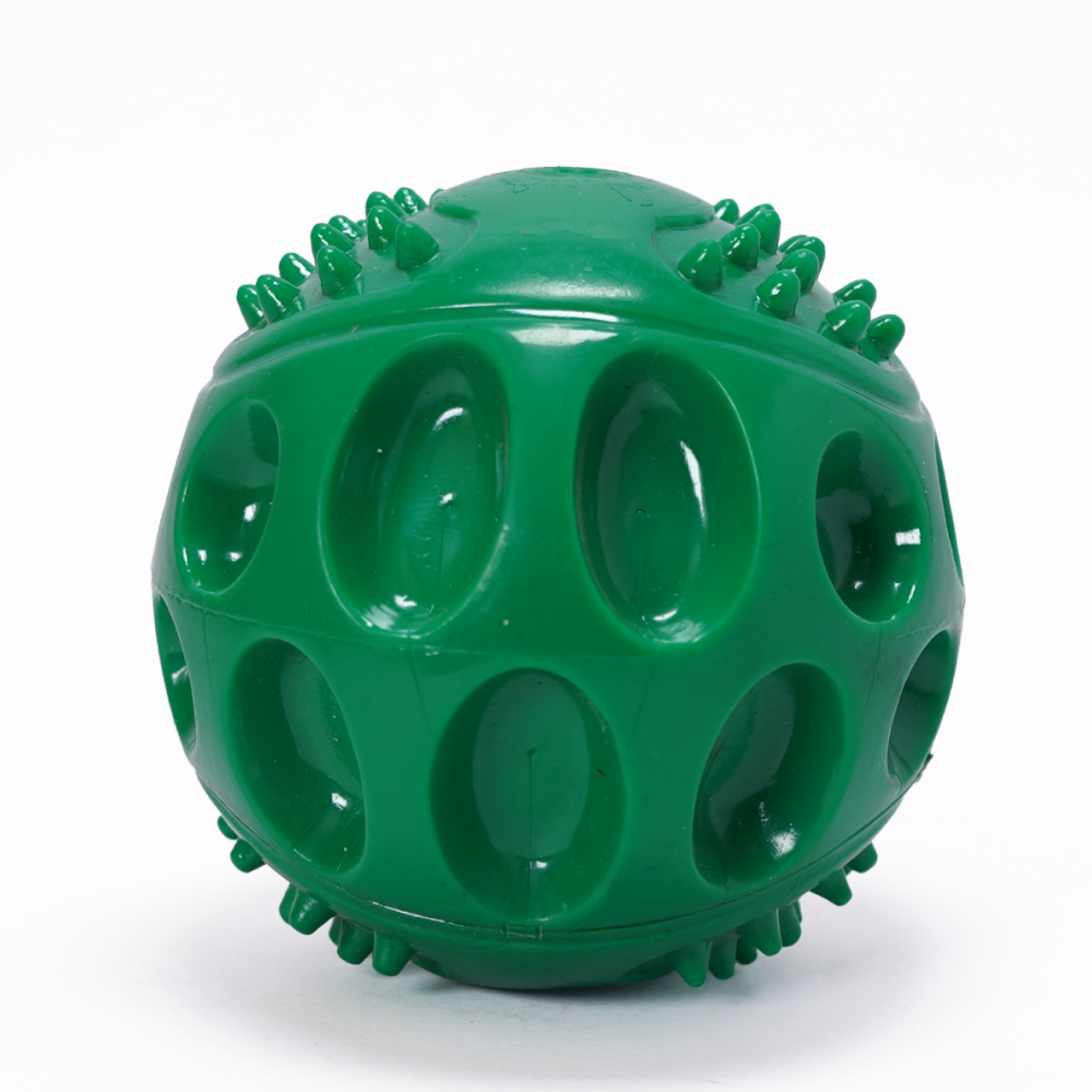 Rubber Squeezy Ball Toy for Dogs and Cats (Green)(9cm)