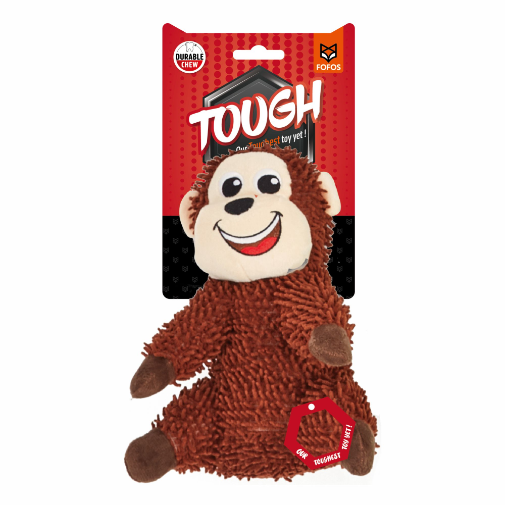 Fofos Monkey Tough Toy for Dogs | For Medium Chewers (Brown)
