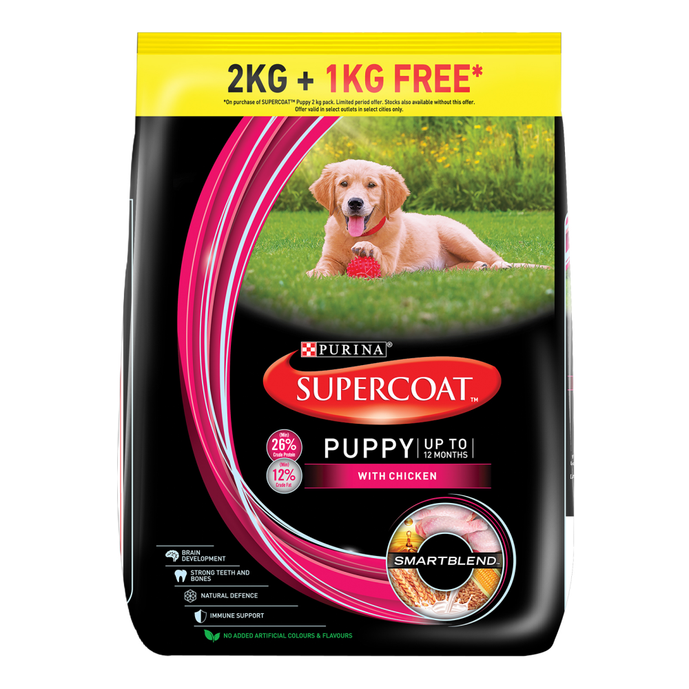 Purina SuperCoat Chicken Smartblend Puppy Dog Dry Food (Up to 12months) (Limited Shelf Life)