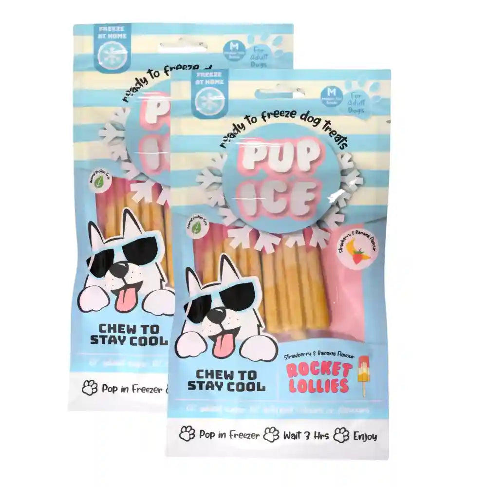 Pup Ice Meat Free Strawberry and Banana Flavoured Rocket Lollies Dog Treat