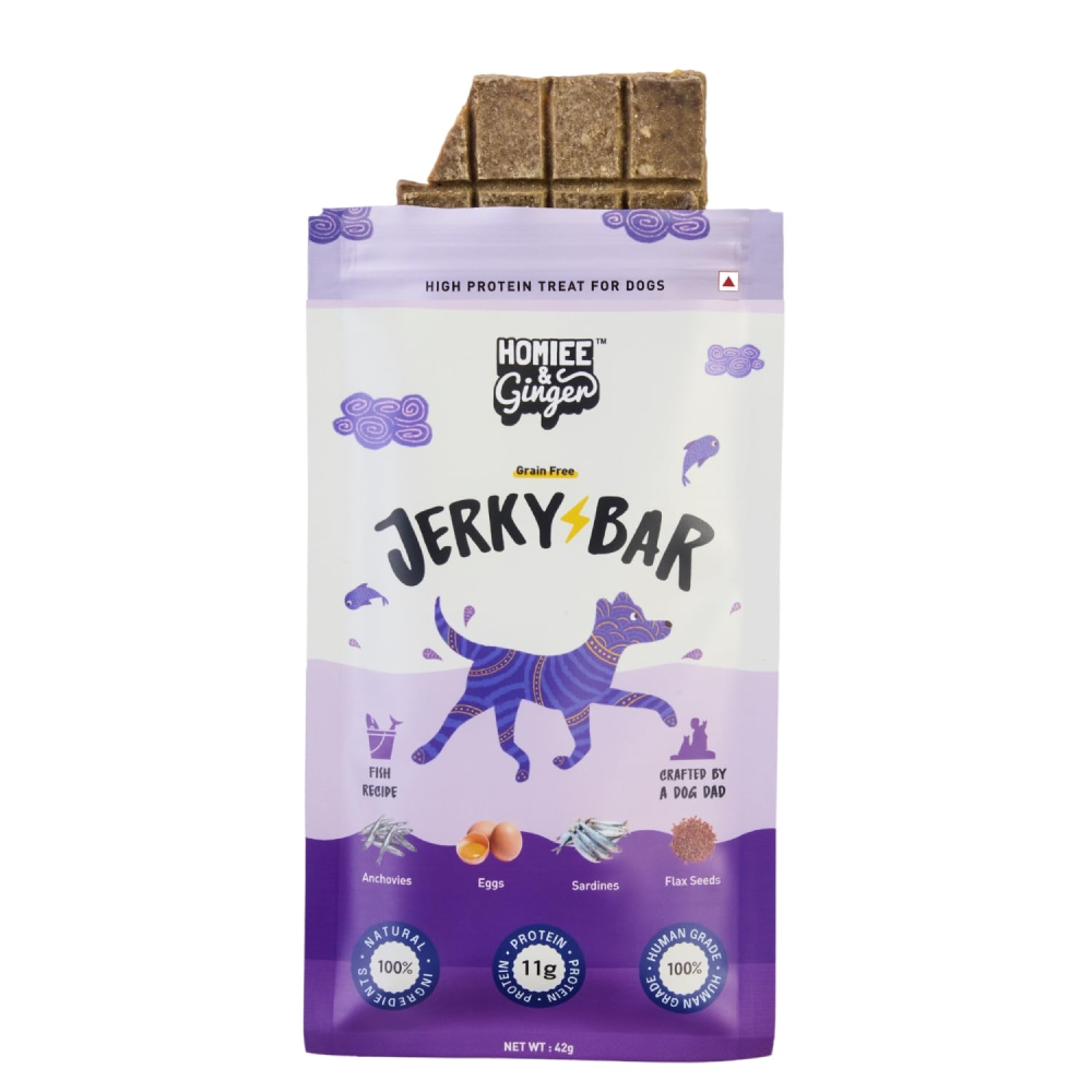 Homiee & Ginger Grain Free Fish Jerky Bar Dog Treats (Limited Shelf Life)