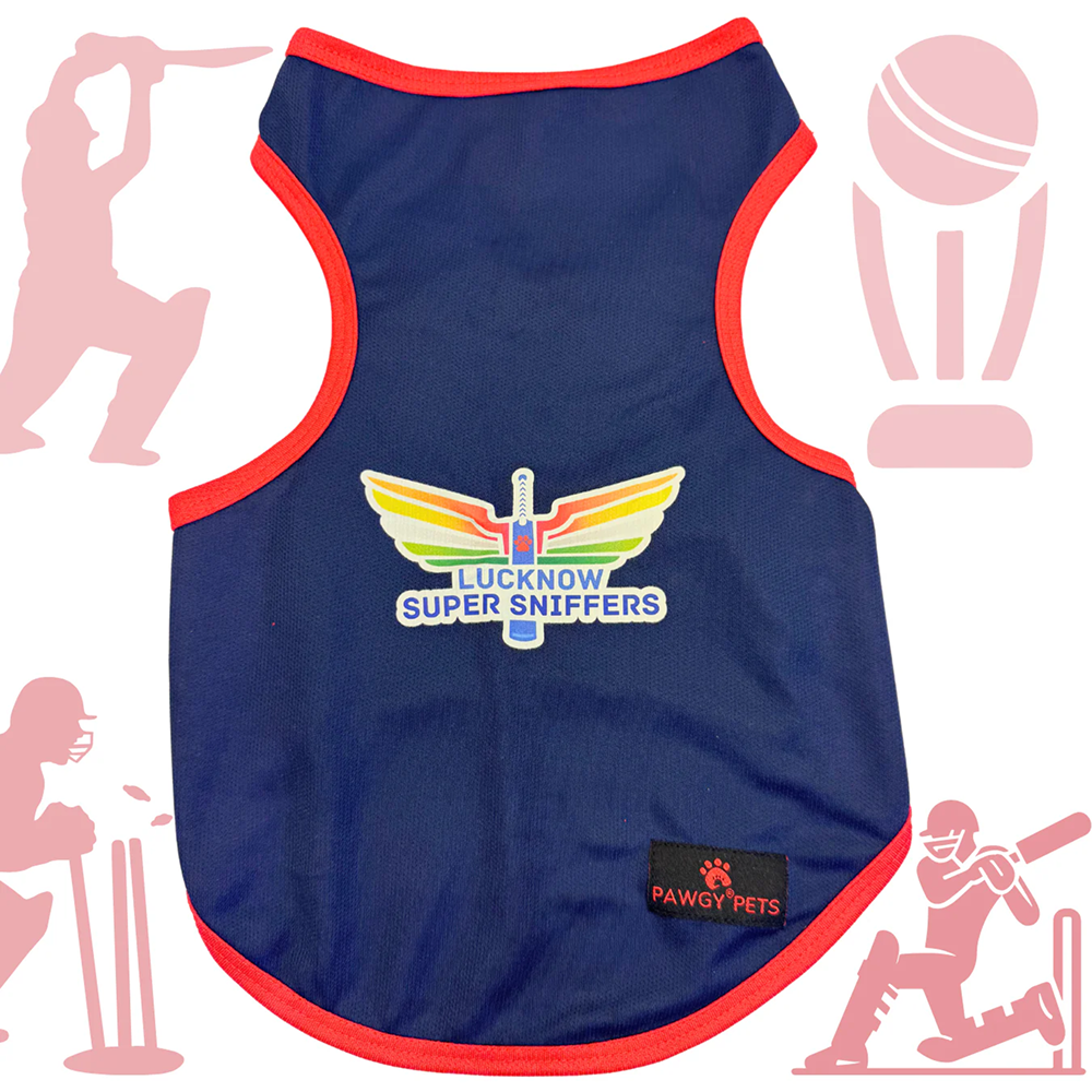 Pawgy Pets Lucknow Super Sniffers ipl Jersey for Dogs and Cats