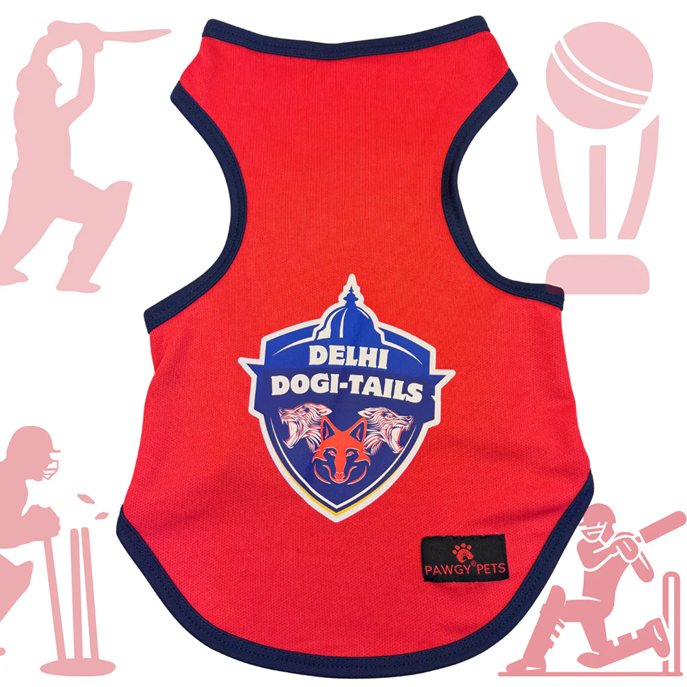Pawgy Pets Delhi Dogi Tails ipl Jersey for Dogs and Cats