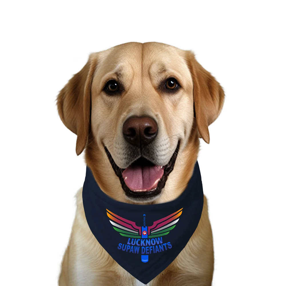 Ruse IPL Lucknow Supaw Defiants Printed Bandana for Dogs (Navy)