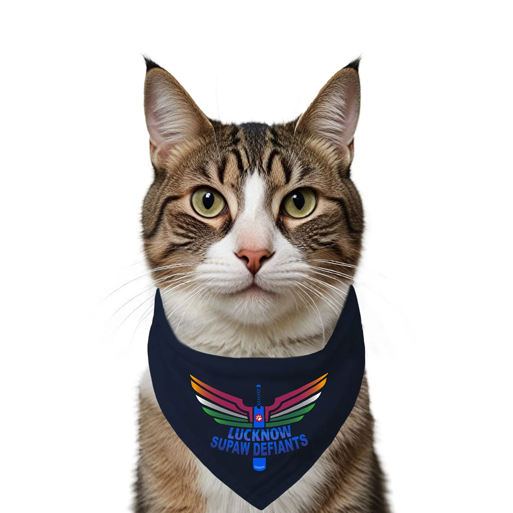 Ruse IPL Lucknow Supaw Printed Bandana for Cats (Navy)