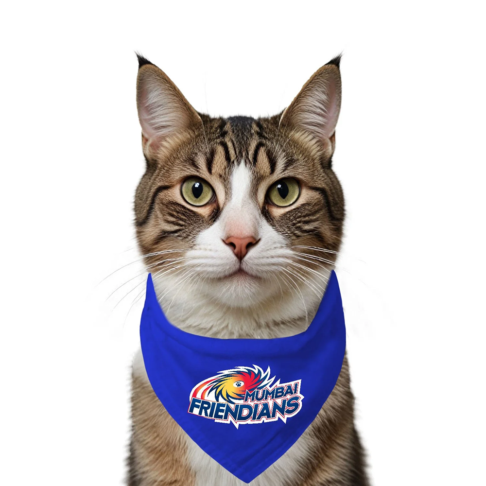 Ruse IPL Mumbai Friendians Printed Bandana for Cats (Royal Blue)