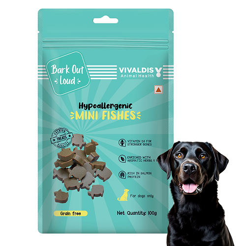 Bark Out Loud by Vivaldis Mini Fishes Grain Free & Hypoallergenic Dog Treats (Limited Shelf Life)