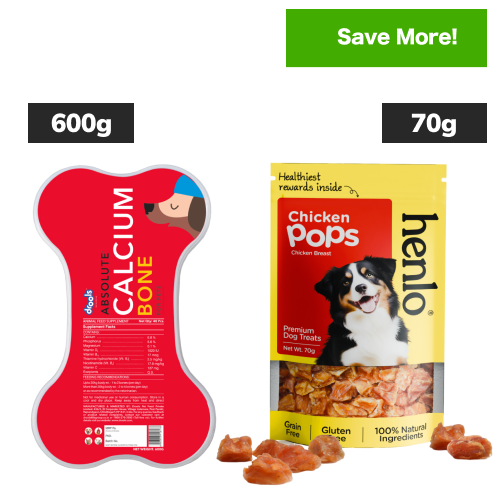 Drools Absolute Calcium Bones and Henlo Chicken Pops Dog Treats Combo