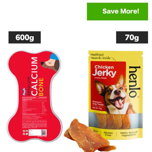 Drools Absolute Calcium Bones and Henlo Chicken Jerky Treats Combo for Dogs