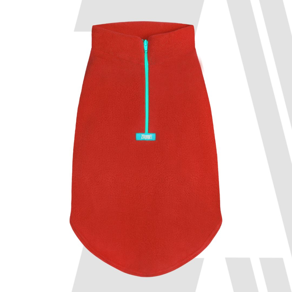 Zoomiez Zip Up Polar Fleece Sweater for Dogs (Red)