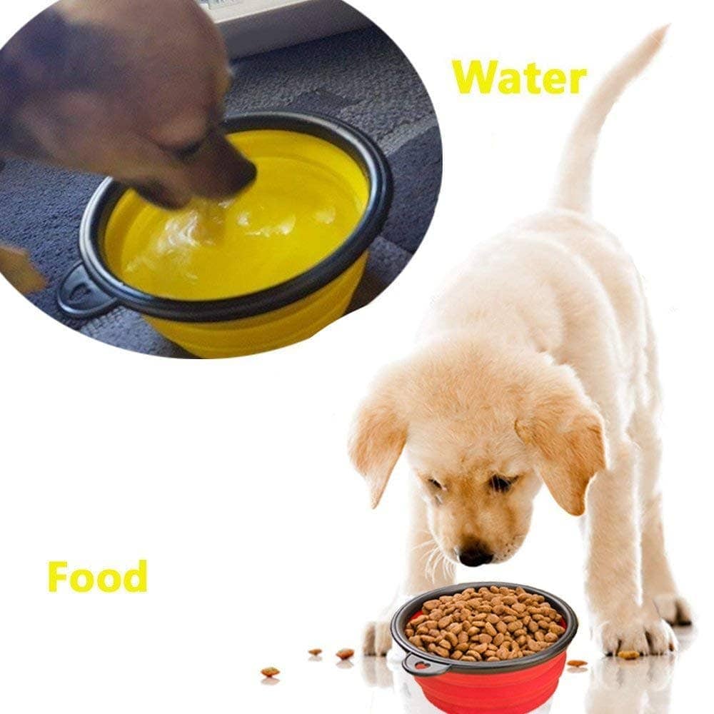 Goofy Tails Collapsible Silicone Travel Pet Bowl for Pets (Orange)