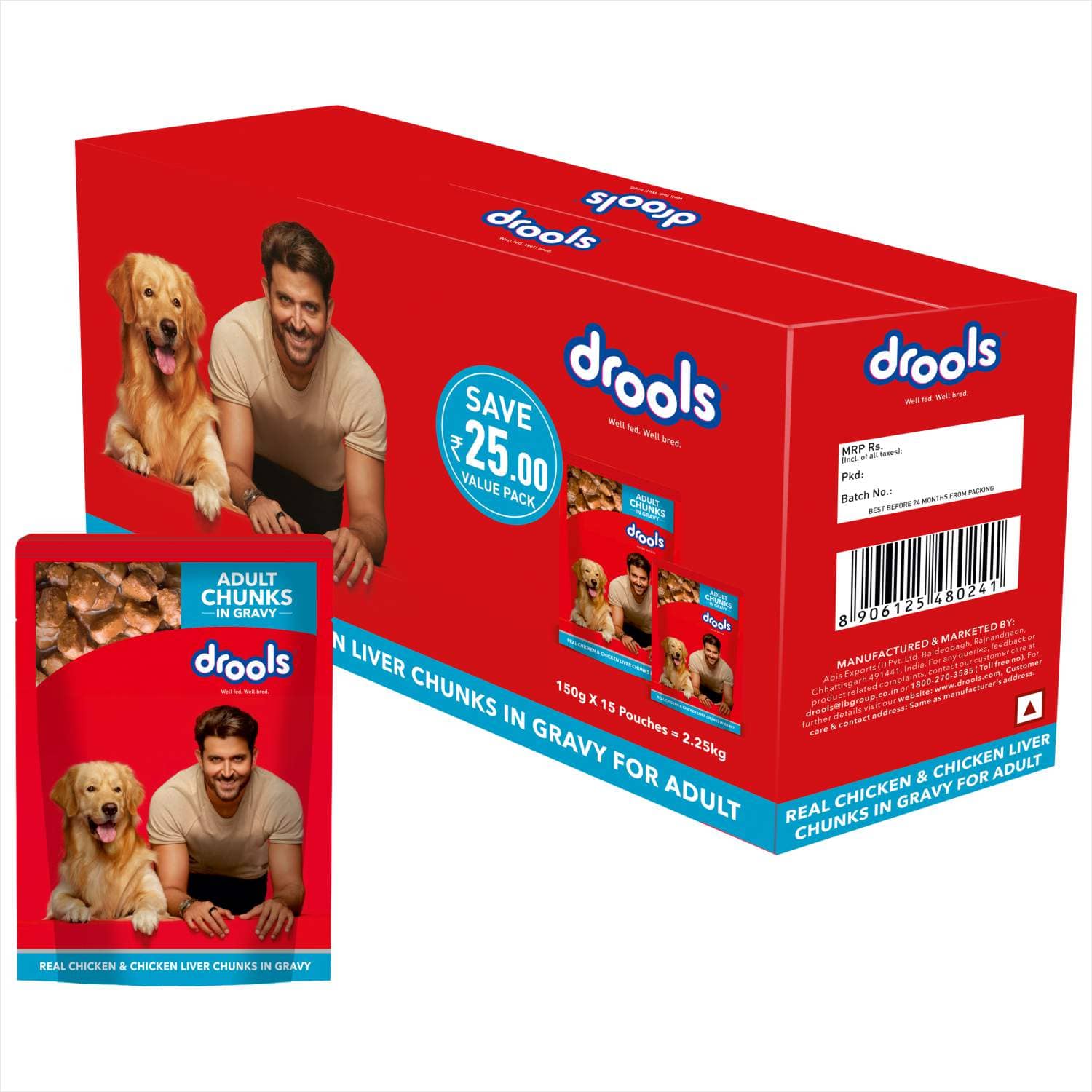 Drools Real Chicken & Chicken Liver Chunks in Gravy Adult Dog Wet Food