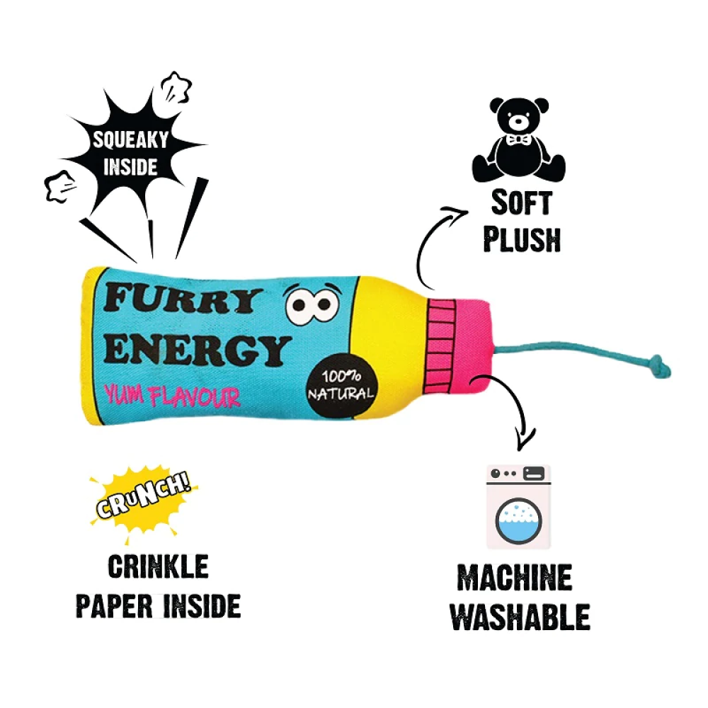 Goofy Tails Gym Series Energy Drink Plush Toy for Dogs