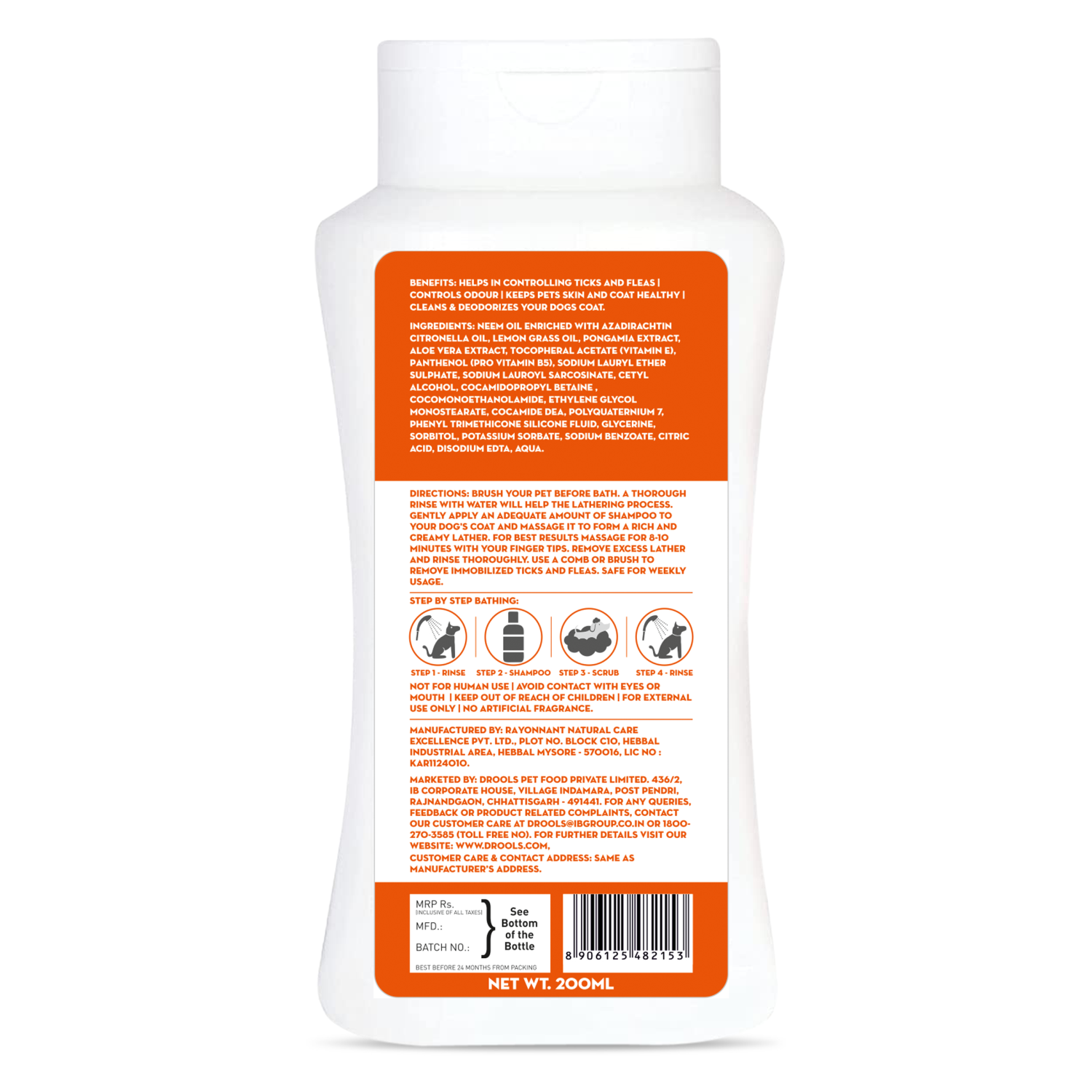 Drools Tick and Flea Repellent Shampoo for Dogs (Free Hand Brush)