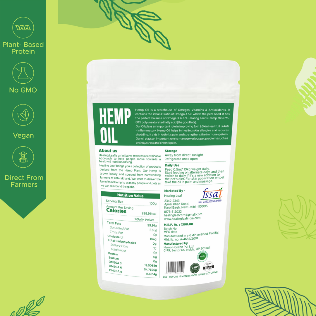 Healing Leaf Hemp Hearts - 100g + Hemp Oil - 90ml for Pets