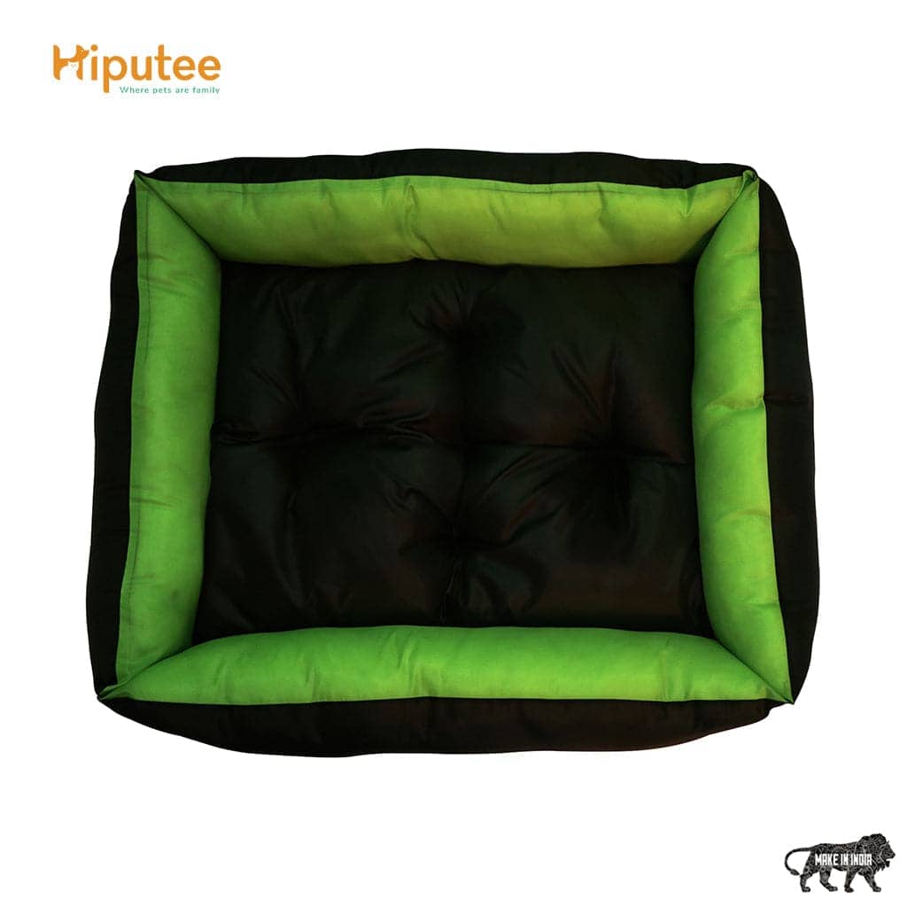 Hiputee Premium Waterproof Reversible Washable Bed for Pets (Green-Black)